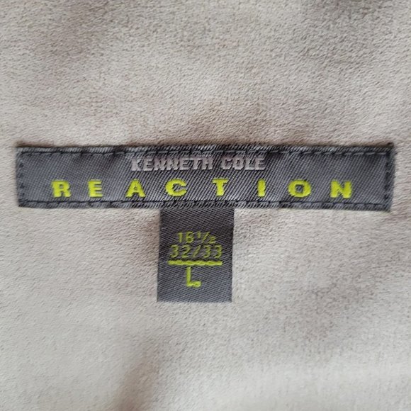 Kenneth Cole Reaction Mens Button Down Shirt Tan Long Sleeve Size L 16.5 32/33 - Picture 3 of 5